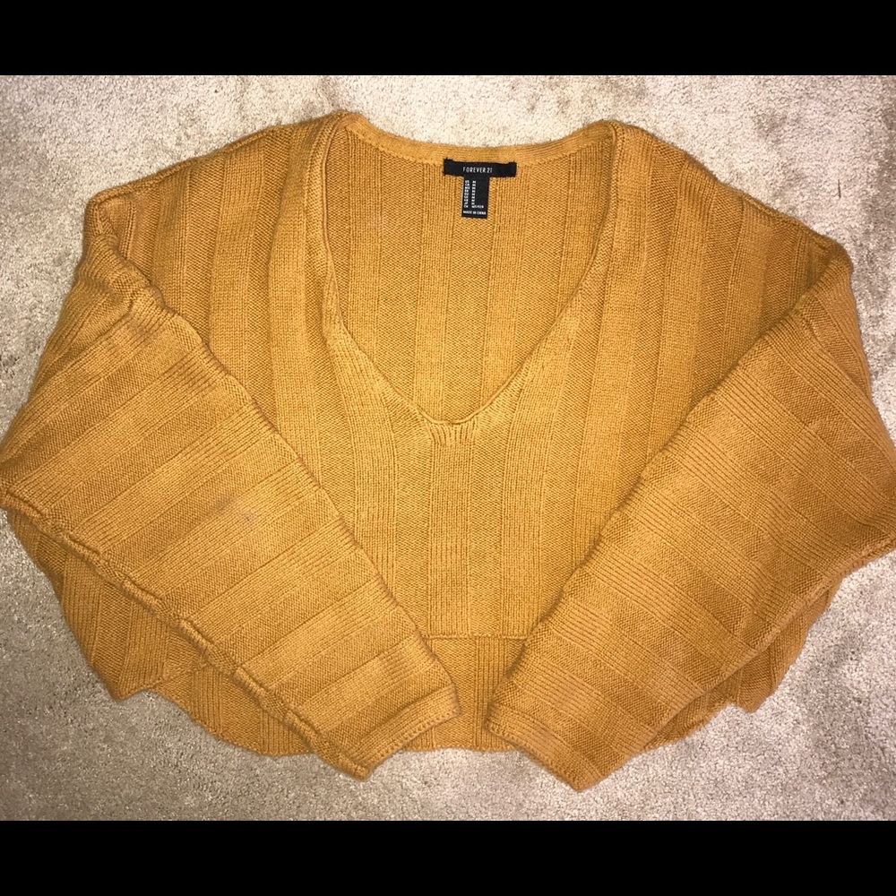 Mustard Yellow Cropped Forever 21 Sweater